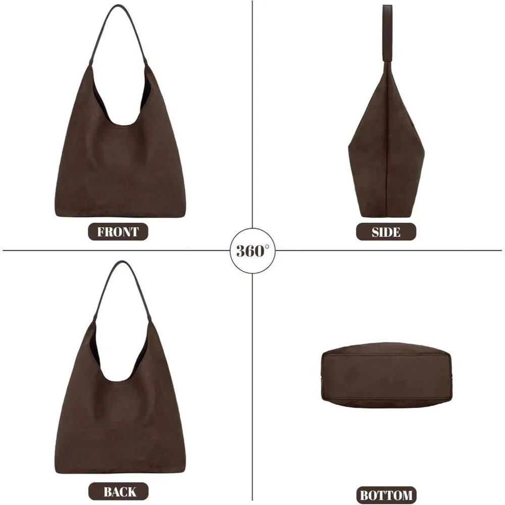 Elegant Suede Hobo Tote Bag for Women - Spacious & Stylish Everyday Essential